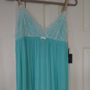 🔥🔥BNWT CYNTHIA ROWLEY MINT GREEN AND LACE LONG SEXY NIGHT GOWN SIZE LARGE